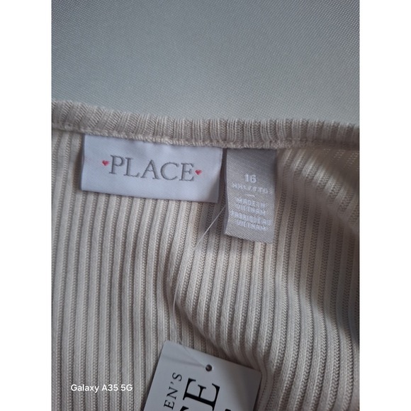 The Childrens Place Girls Christmas Long Sleeve Plaid Ribbed Drop Waist Dress 16 - Picture 5 of 9